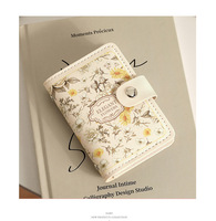 Dompet Kartu PVC Vintage Grosir untuk Wanita, Motif Lukisan Minyak Bunga, Kancing Penutup, Kantong Kartu Identitas & Kartu Kredit