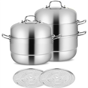 Juego de utensilios de cocina de alta calidad, vaporizador de acero inoxidable, olla de inducción con tapa de Metal, olla de sopa de 2/3 capas - Product Image 1