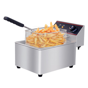 Freidora Eléctrica Comercial para Papas Fritas y Alitas de Pollo, de Acero Inoxidable, con Tanque Simple o Doble, para Uso en Restaurantes - Product Image 1