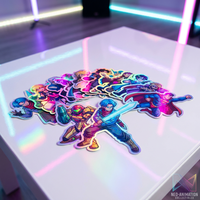 Autocollants en vinyle holographique découpés sur mesure, imperméables, effet laser arc-en-ciel, support argenté, pour ordinateur portable, skateboard, cadre photo, personnalisation de marque