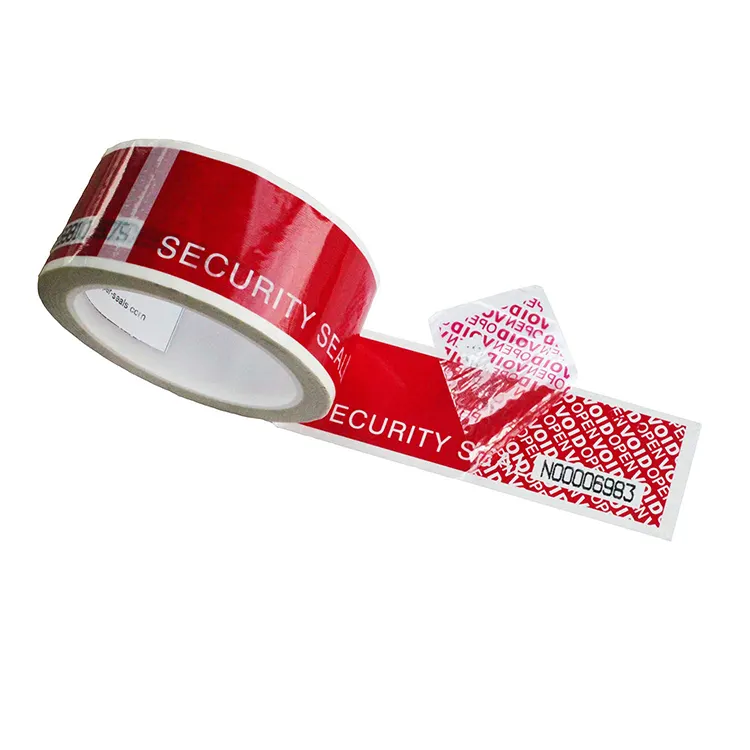 Cinta de seguridad autoadhesiva, cinta de seguridad con sellado de cartón, color rojo, venta al por mayor