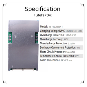 Systèmes de gestion de batterie AGV Aikenborui VS-HP0710S50A-T 8S 24V 50A, packs de batteries lithium-ion LiFePO4 18650, protection BMS, carte de circuit imprimé - Product Image 5