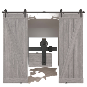 Commerciële moderne schuurdeur hardware set van koolstofstaal, dubbele deur, 200 lbs capaciteit, eenvoudige schroefmontage, 2 jaar garantie voor kantoor - Product Image 1