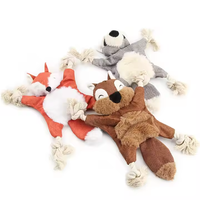 Jouet à mâcher durable pour chiens de taille moyenne, renard écureuil en peluche qui couine, avec rembourrage gratuit en daim résistant