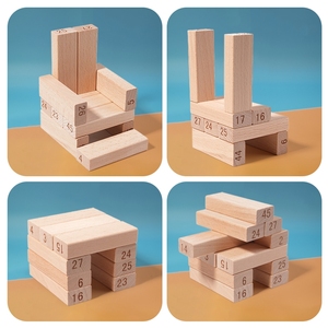 CE CPC Natural Beech Wood Number Blocks Tumbling Tower Stacking Toy Games for Building, <strong>Toppling</strong> and Tumbling - Product Image 3