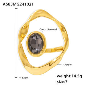 Anillo para mujeres estilo euro - americano rueda de fortuna. Gran diamante checo, forma irregular, exageradamente grande - Product Image 6