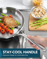 Ensemble de poêles à frire modernes en acier inoxydable 18/10, base triple, poignée ergonomique en acier inoxydable, compatible induction, type wok antiadhésif