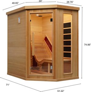 Smartmak 1 or 2 Person Full Spectrum Red Light Therapy Luxury Recliner Home Corner Canadian Hemlock <strong>Far</strong> <strong>Infrared</strong> Wood <strong>Sauna</strong> - Product Image 2