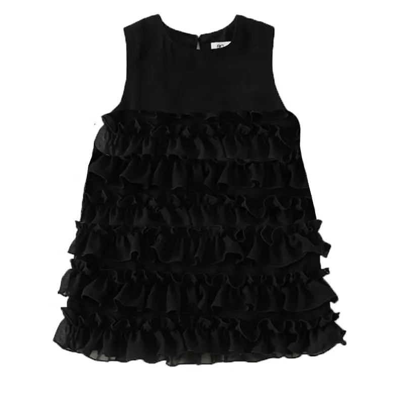 Распродажа 2023, оптовая продажа, многослойные Детские вечерние платья, новейшее Элегантное Черное детское платье на день рождения, многоярусная одежда с оборками
