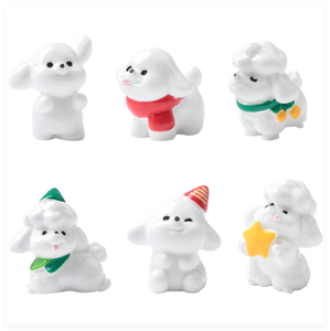 Perlengkapan Seni dan Kerajinan Resin Kartun Cina 3D Anjing Putih Lucu Miniatur Figurin Taman Peri Hewan Barang Grosir Partai Besar - Product Image 3