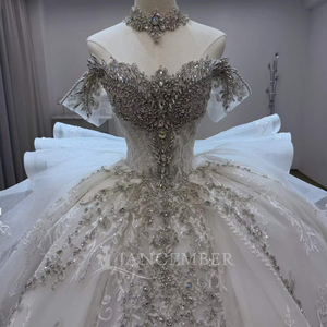 Lsjj143 Robe de mariée de luxe, style princesse, coupe cœur, bohème, longueur ras du sol, avec traîne chapelle, brodée, richement perlée, en dentelle, à plusieurs couches - Product Image 3