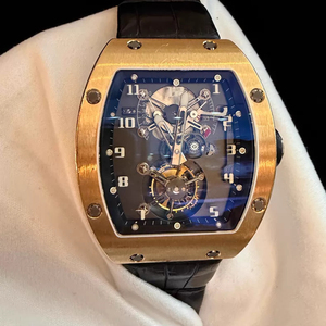 High-quality Rose Gold Skeleton <b>Automatic</b> Watch With Black Rubber Strap - Product Image 1