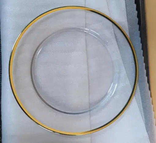 High Quality Gold Rim Dinner Glass Charger Plate Transparent Plates for Wedding Event