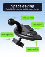Nouveau support universel pour autoradio avec fente CD, double support de téléphone et support de tablette, tête sphérique de 17 mm à double pivot pour port CD