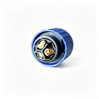 Conector de Alimentación M20 de 3 Pines, 300V 20A, Azul y Negro, Carcasa de Plástico, Bloqueo por Tornillo, con Longitud de Cable Personalizada