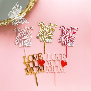 Großhandel Happy Mother's Day Acryl Cake Topper Beste Mutter aller Zeiten dekorative Party Kuchen Dekoration Beste Versorgung für Muttertag - Product Image 1