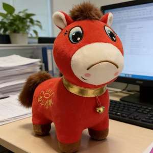 泣き馬ぬいぐるみ 馬年マスコット人形 ポリエステルPP綿 31-50cm 金運開運 赤色イベントギフト - Product Image 2