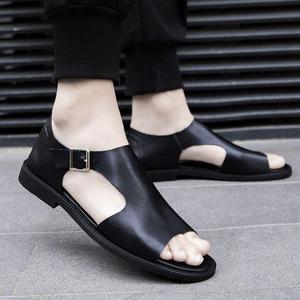 Sandalias de piel auténtica para hombre, calzado de talla grande, Chanclas de playa - Product Image 5