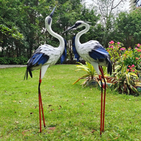 Grande statue d'héron/grue en métal Art Déco, faite à la main, ornement de jardin extérieur pour cour, patio, véranda et jardin arrière