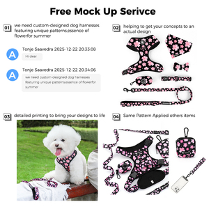 Özel Tasarım Köpek Tasması Seti Marka Logolu Yumuşak Neopren Dolgulu Köpek Tasması Tasarımcı Köpek Tasması ve Tasma Seti - Product Image 4