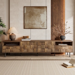 Modern Wood Top TV Stand with 2 Drawers Durable Eco-Friendly Media Console <b>Table</b> for Living Room - Product Image 3