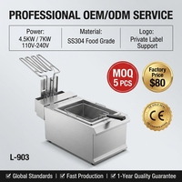Friteuse électrique professionnelle SURRI en acier inoxydable L-903 4,5 kW haute puissance, friteuse de comptoir avec couvercle et panier, certifiée CE, garantie 1 an