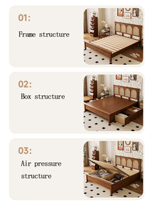 <span class=keywords><strong>Lit</strong></span> double nordique en bois massif, style français, mobilier <span class=keywords><strong>de</strong></span> chambre moderne, avec cadre en rotin naturel, disponible en tailles King et Queen, vente en gros - Product Image 6