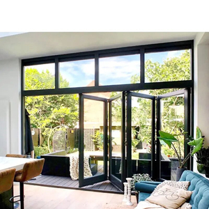 Fenêtre pliante en alliage d'<span class=keywords><strong>aluminium</strong></span> noir minimaliste, style simple, <span class=keywords><strong>couleur</strong></span> chaude, pour maison et balcon - Product Image 1