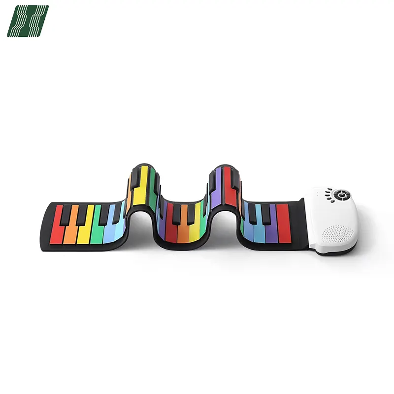 49キーロールアップピアノポータブル充電式電子ハンドロールピアノ、初心者向け環境シリコンキーボード付き