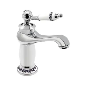 Unik Classic Retro Bathroom Abs Stainless Steel Vanity Basin Faucet With Porcelain Handle Base Cover