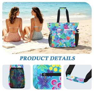Bolsa de Viaje de Poliéster Impermeable Grande y Duradera 2 en 1 con Estampado Floral Colorido, Bolsa de Playa para Mujer con Bolsa Adicional - Product Image 4