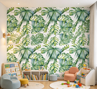 Revêtement mural botanique moderne, papier peint tropical avec feuilles de palmier et de monstera, personnalisé pour la décoration murale intérieure de la maison, du bureau et des espaces commerciaux