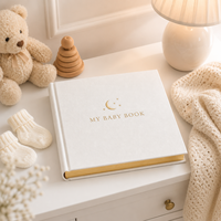 LABON Livre de souvenirs personnalisé pour bébé, journal de mémoire, couverture rigide en lin blanc, suivi des étapes importantes du premier an, organisateur de souvenirs pour nouveau-né