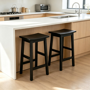 Curved Bar <b>Stool</b> Black Walnut 39x23x61 Cm Minimalist Design Modern Style Durable Wood Base For Home And Commercial Use - Product Image 3