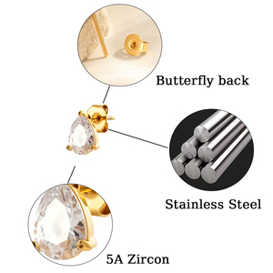 Pendientes de Aro Segmentados Maina con Zirconia en Forma de Gota de Agua, Tipo Clicker, con Cierre de Mariposa para Piercings en Tragus, Hélix y Lóbulo - Product Image 2