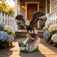 Statue de jardin en résine d'aigle chauve double - Design à ailes déployées, parfait pour la décoration de patio et l'ornement de jardin sur le thème de la faune