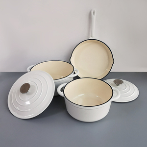 Juego de utensilios de cocina de hierro fundido personalizados, sartén para Horno Holandés, sartén y plato para asar, utensilios de cocina esmaltados, combinación - Product Image 1