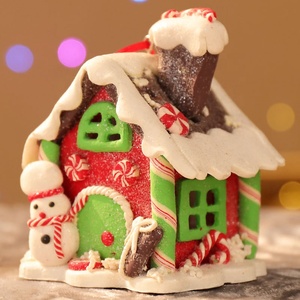 Décoration de Noël Yuwei, petite maison lumineuse, cadeau de Noël, maison de conte de fées en argile douce, ornements d'ambiance - Product Image 1