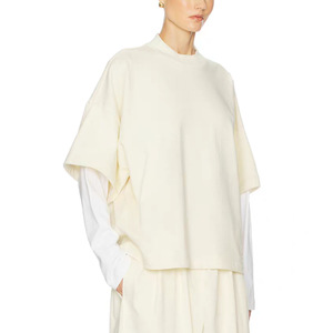 Camiseta de Manga Larga para Mujer, Corte Regular, Moderna, Casual, Versátil, con Parches, Primavera, 100% Algodón, Amarillo Claro, Cuello Redondo - Product Image 2