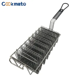 Mexican Deep Fryer Taco Shell Rectangular Fry Wire Basket With Plastic Handle