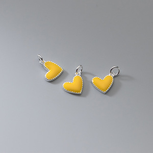 7,8*6,8mm corazón S925 plata esterlina pequeño lindo corazón esmalte encanto colgante para collar pulsera joyería <span class=keywords><strong>permanente</strong></span> - Product Image 5