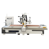 Máquina Fresadora CNC para Madera, Línea de Producción Automática, Mesa de Vacío, Cambio Automático de Herramienta
