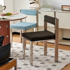 Sillas de Comedor de Acero Inoxidable Estilo Nórdico, Respaldo Minimalista, Diseño Multifuncional, Tapicería de Tela, Comedor Casual Moderno - Product Image 4