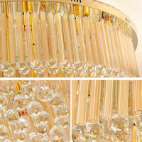 Lustre moderne de luxe rond en cristal, doré, à montage encastré, quatre niveaux, en cristal K9, pour hôtel, villa, salon
