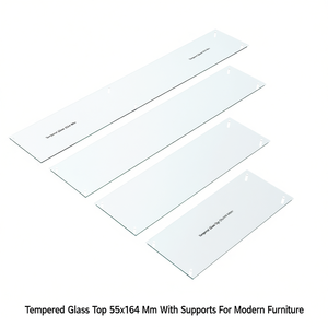 Plateau en verre trempé 55x164 mm avec supports pour meubles modernes - Product Image 2