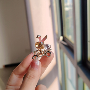 Scialle femminile scialle accessori per spille Mini bici con spilla di coniglio con diamanti squisito segno zodiacale di nicchia graziosi gioielli con animali - Product Image 1