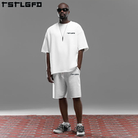 Ensemble de vêtements de sport pour hommes avec impression de logo personnalisé, ensemble décontracté en deux pièces, t-shirt et short de couleur unie pour l'été, tenues de sport