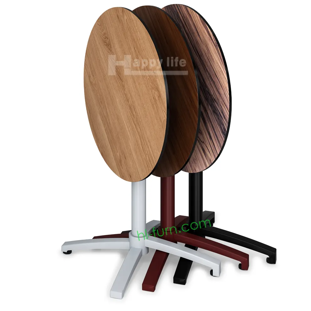 गर्म बिक्री वाणिज्यिक आधुनिक foldable द्वारा वर्ग दौर आउटडोर डाइनिंग तह टेबल लकड़ी एचपीएल टुकड़े टुकड़े में रेस्तरां कैफे कॉफी के लिए