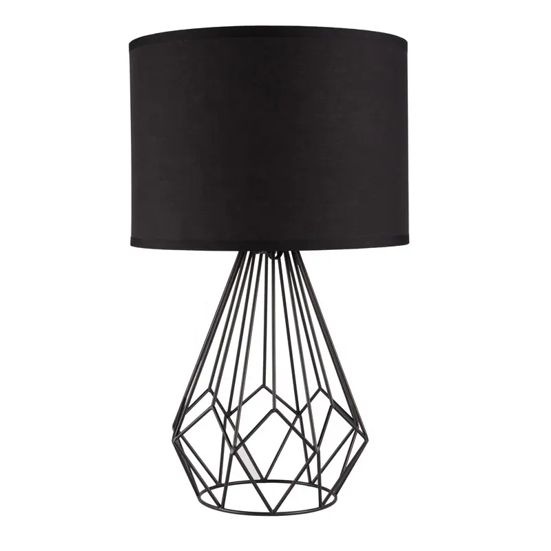 Modern Vintage Black Desk Table Lamps Fabric Shade On-off Switch Decorative Table Lamp