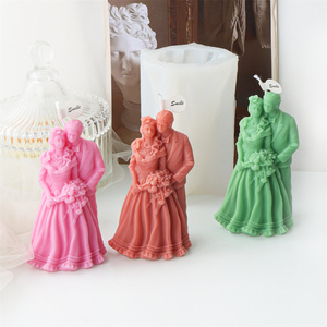 Stampo in silicone 1 pz per candele a forma di sposi, statua aroma sposo e sposa, strumento fai da te per la cottura di sapone e gesso, per San Valentino - Product Image 5